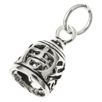 1 x Antique 925 Sterling Silver Chinese Words Lucky and Fortune Jingle Bell Dangle Charm Pendant