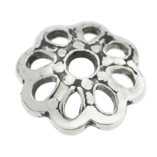 6x Sterling Silver Round Filigree Flower Bead Cap 6mm