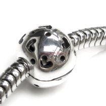 Antique 925 Sterling Silver Hearts Clip Stopper Lock Bead for European Charm Bracelets