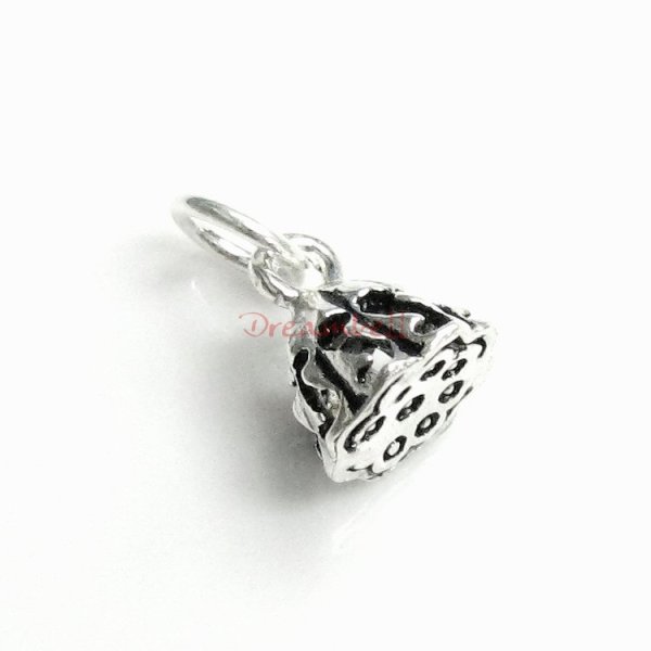 Sterling Silver Gourds Lotus Flower Dangle Charm Pendant