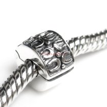 Antique 925 Sterling Silver Round Ethnic Flower Clip Stopper Lock Bead for European Charm Bracelets
