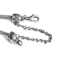 Antique 925 Sterling Silver Hearts Stopper Safety Chain Bead for European Charm Bracelets