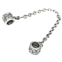 Antique 925 Sterling Silver Hearts Stopper Safety Chain Bead for European Charm Bracelets