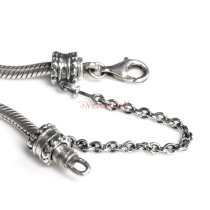 Antique 925 Sterling Silver Hearts Stopper Safety Chain Bead for European Charm Bracelets