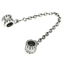 Antique 925 Sterling Silver Hearts Stopper Safety Chain Bead for European Charm Bracelets