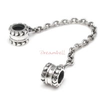 Antique 925 Sterling Silver Hearts Stopper Safety Chain Bead for European Charm Bracelets