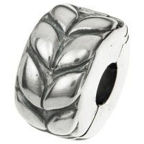 Antique 925 Sterling Silver Round Leafs Clip Stopper Lock Bead for European Charm Bracelets
