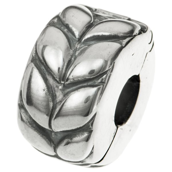 Antique 925 Sterling Silver Round Leafs Clip Stopper Lock Bead for European Charm Bracelets
