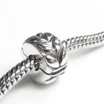 Antique 925 Sterling Silver Round Leafs Clip Stopper Lock Bead for European Charm Bracelets