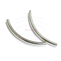 2x Sterling Silver Elbow Noodle Curve Round Tube Spacer DIY Bracelet Bead 3mm x 40mm