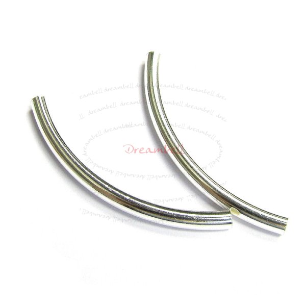 2x Sterling Silver Elbow Noodle Curve Round Tube Spacer DIY Bracelet Bead 3mm x 40mm