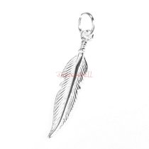1x Sterling Silver 2-side Feather Dangle Charm Pendant 28mm