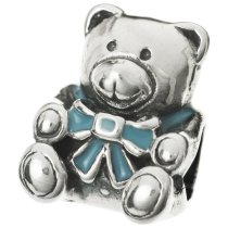 Antique 925 Sterling Silver Enamel Teddy Bear Doll European Screw-on Bead for European Charm Bracelets