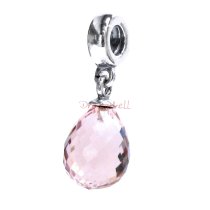 Antique 925 Sterling Silver Teardrop Pink Zircon Stone Dangle Bead for European Charm Bracelets