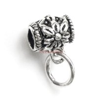 2x Sterling Silver Flower Bead Pendant Connector Bail Tube Slide w/ 6mm Jumpring