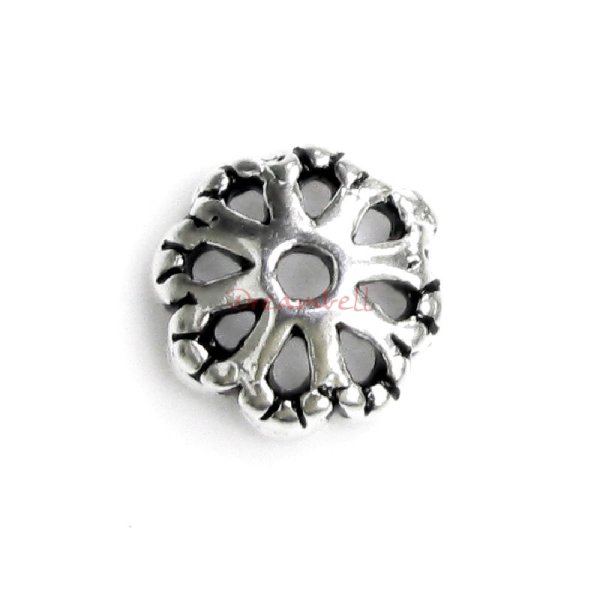 4x Sterling Silver Flower Bead Cap 6mm