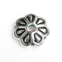 4x Sterling Silver Round Flower Bead Cap 8mm