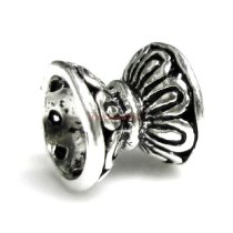 2x Antique 925 Sterling Silver Enthic Flower Double Cap Bead Spacer Beads