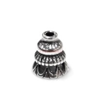 2pcs Antique 925 Sterling Silver Flower Cone Cap 5mm