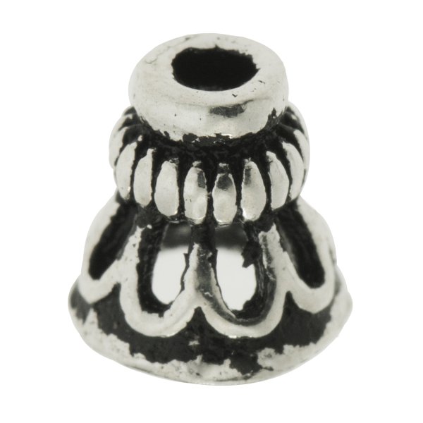 4x Antique 925 Sterling Silver Filigree Flower Cone Cap 4mm