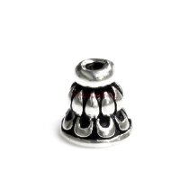 4x Antique 925 Sterling Silver Filigree Flower Cone Cap 4mm
