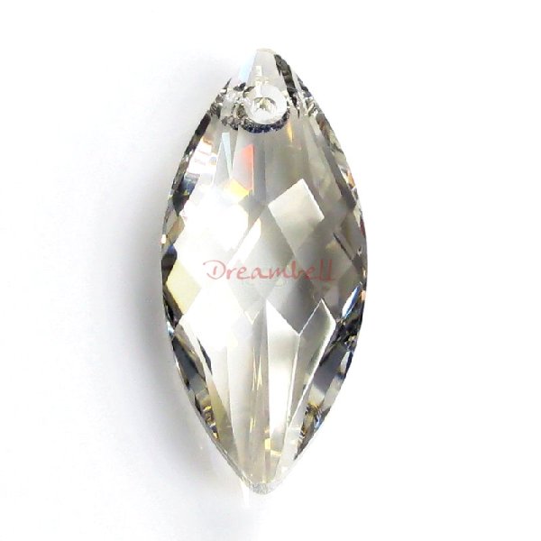 1x Navette Swarovski Crystal 6110 Navette Pendant Silver Shade 30mm