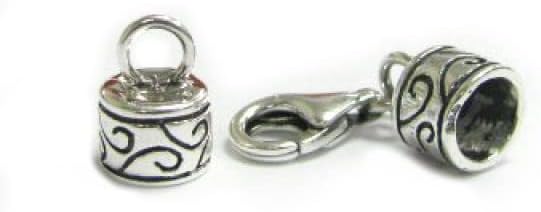 1 x STERLING SILVER Bead 5mm LEATHER Cord END CAP with 11mm Lobster Clasp