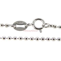 1x Rhodium Plated Over Sterling Silver Round Dot Ball Chain Necklace 1.5mm w/ Spring Ring Clasp 24″