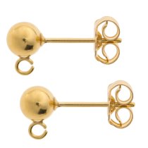 2x 14K Gold Filled 5mm Ball Stud Earring Loop Post