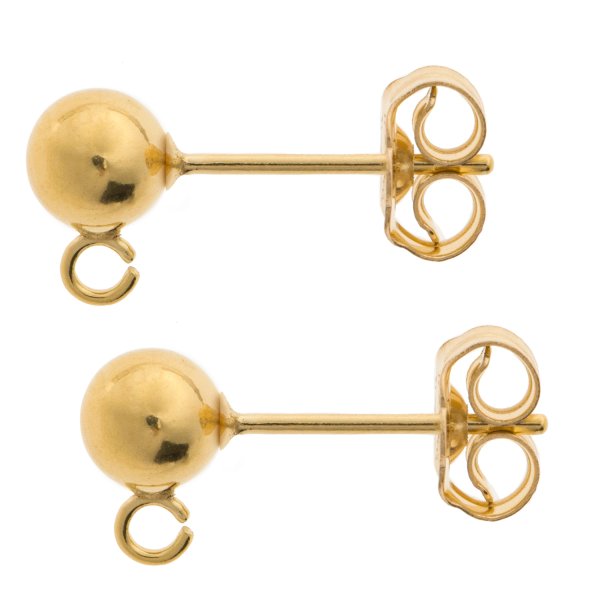 2x 14K Gold Filled 5mm Ball Stud Earring Loop Post