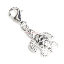 1x Sterling Silver Baby Thalassian Sea Turtle Dangle Pendant European Lobster Clip on Charm