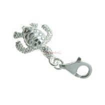 1x Sterling Silver Baby Thalassian Sea Turtle Dangle Pendant European Lobster Clip on Charm