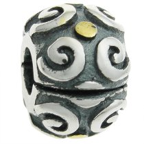 Gold Plated Over 925 Sterling Silver Round Ethnic Flower Clip Stopper Lock Bead for European Charm Bracelets