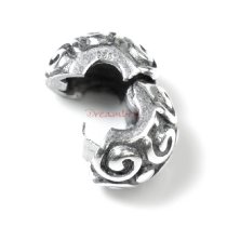 Gold Plated Over 925 Sterling Silver Round Ethnic Flower Clip Stopper Lock Bead for European Charm Bracelets