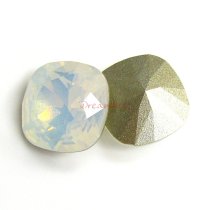 2x Swarovski Elements Crystal 12mm 4470 Cushion Square White Opal Foiled Stone