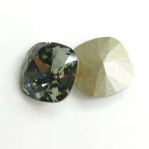 2x Swarovski Elements Crystal 12mm 4470 Cushion Square Black Diamond Foiled Stone