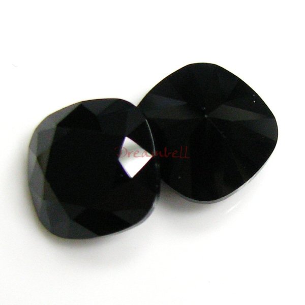 2x Swarovski Elements Crystal 12mm 4470 Cushion Square Jet Unfoiled Stone