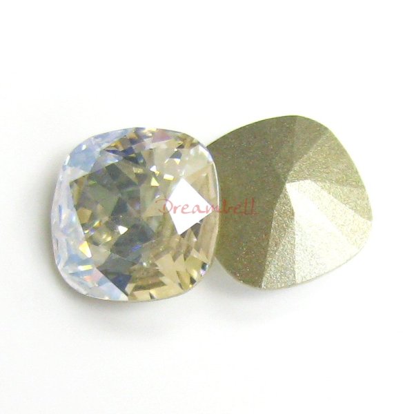 2x Swarovski Elements Crystal 12mm 4470 Cushion Square Moonlight Foiled Stone
