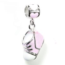 Rhodium on 925 Sterling Silver Lovely Shoe Enamel Dangle Bead for European Charm Bracelets
