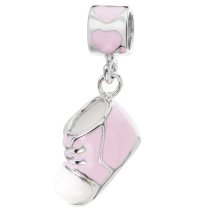 Rhodium on 925 Sterling Silver Lovely Shoe Enamel Dangle Bead for European Charm Bracelets