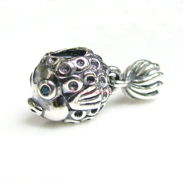 925 Sterling Silver Lovely Goldfish Dangle Bead for European Charm Bracelets