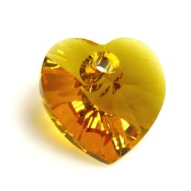4x Swarovski Xilion Crystal 6228 Heart Charm Pendant Topaz 10mm