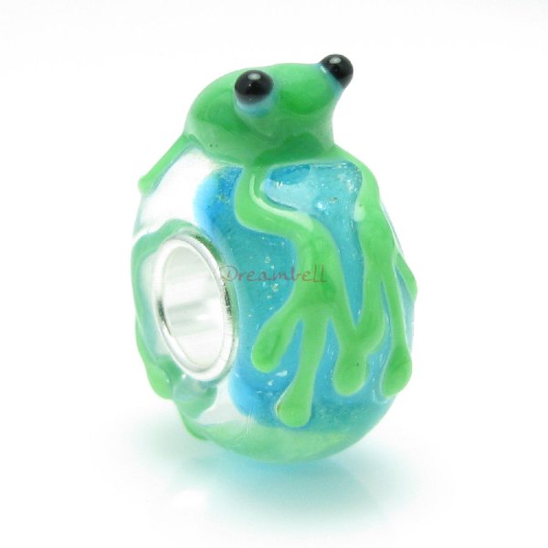 Sterling Silver Frog Glass Bead for European Charm Bracelets