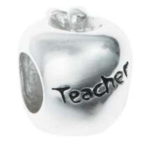 Antique 925 Sterling Silver Greatest Teacher Apple Fruit of Knowledge European Bead Charm