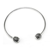 1x Antique 925 Sterling Silver Flex Bracelet for European Bead Charms 6.5″ w/ 6mm Screw Off Love Butterfly Ball Bead