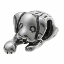 1x Antique 925 Sterling Silver Cute Lovely Puppy Dog Bead for European Charm Bracelets