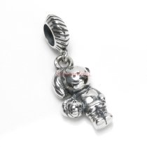 Sterling Silver Soccer Footaball Girl Dangle Bead for European Charm Bracelets