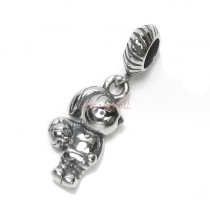 Sterling Silver Soccer Footaball Girl Dangle Bead for European Charm Bracelets