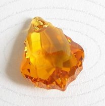 2x Swarovski Crystal 6090 Baroque Topaz Pendant 16mm