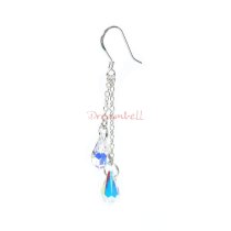 2x Swarovski Crystal 6000 Teardrop Clear AB 11mm & French Hook Earwires Dangle Earrings